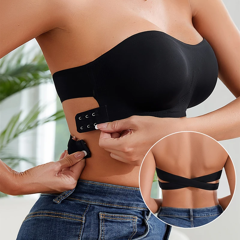 Push Up Bra Padded - Kadınlar için Seksi, Askısız, Destekli Sütyen,