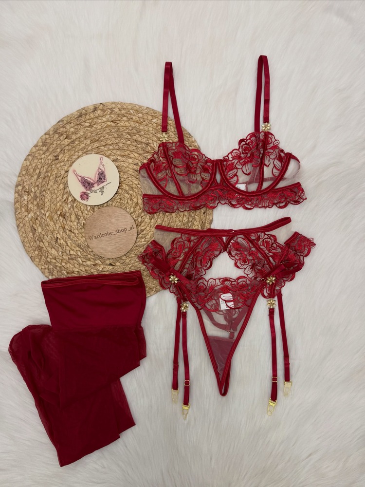 Kadın Bordo Dantel İç Çamaşırı - Garter Belt Set incelemesi ve fiyatı