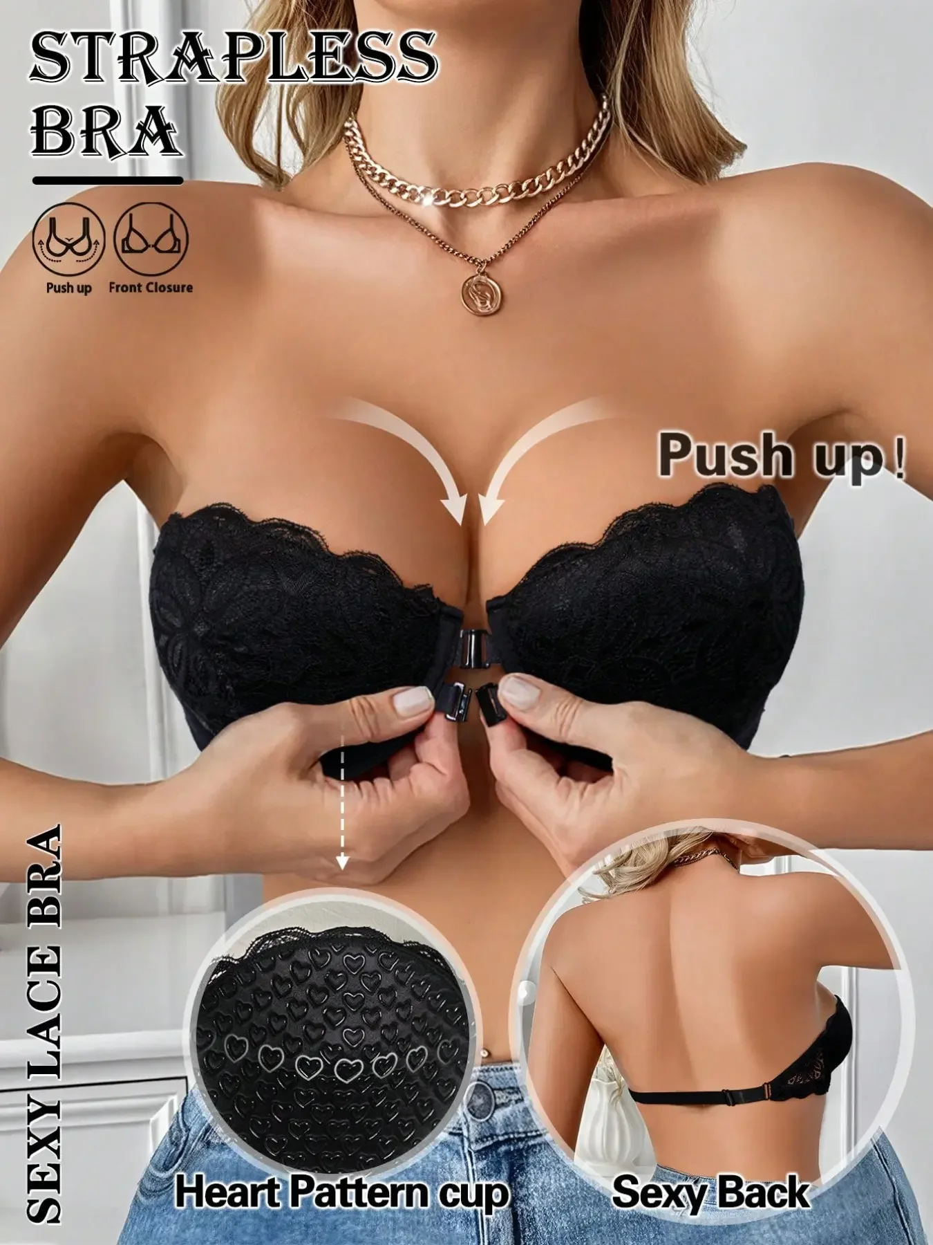 Seksi Dantel Detaylı Ön Tokalı - Strapless Bra Backless incelemesi ve fiyatı